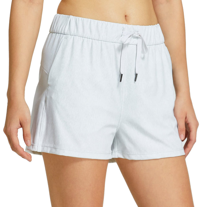 Willit Women's Shorts Hiking athletic Shorts Yoga Lounge Active Workout Running Shorts Comfy Casual with Pockets Heather White XS