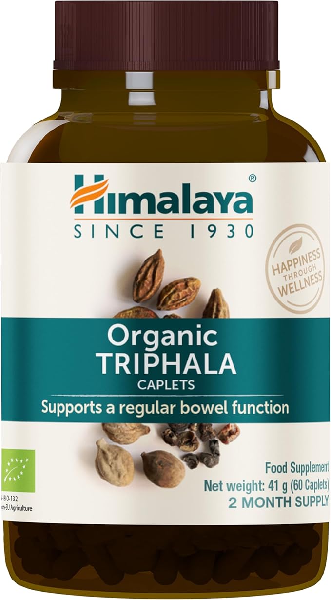 Himalaya Organic Triphala, 2 Month Supply, for Colon Cleanse, Detox & Occasional Constipation, USDA Certified Organic, Non-GMO, Gluten-Free, Extract & Powder Herbal Supplement, 688 mg, 60 Caplets