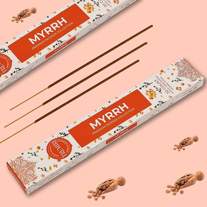Myrrh Incense Sticks - Incienso de Mirra - Total 40 Insence-Sticks - Dual Pack of 20 Insense - Inciensos - Inscents - Natural Non Toxic Ingredients - Incents - Incence - Inscense