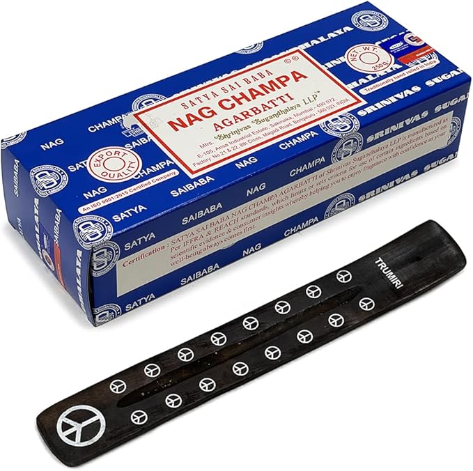 TRUMIRI Incense Stick Holder Bundle with Satya Sai Baba Nagchampa 250g Bulk Incense Sticks Nag Champa Agarbatti - Pack of 1 (Approx 250 Insence-Sticks)