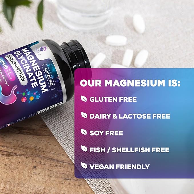 Magnesium Glycinate Chelated for Max Absorption - Supports Bone, Muscle, Nerves & Heart Health, Nature's Sleep and Stress Support, Best Magnesium Supplement Pills for Whole Body Support - 120 Tablets