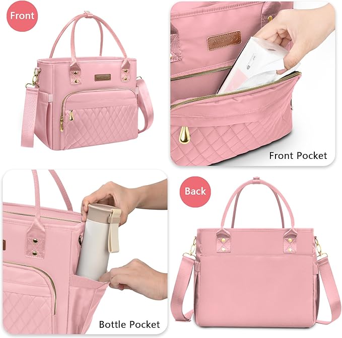 Lunch Bag Lunch Box Women - Leakproof Insulated Lunch Cooler Bag for Women - Large Lunch Tote Bags Adults, Pink