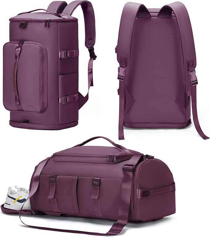 Gym Bag with Shoes Compartment - Duffle Bag for Men and Women, Travel Backpack Weekender Overnight Bag, Sports Bag with Wet Pocket Purple - MIYCOO