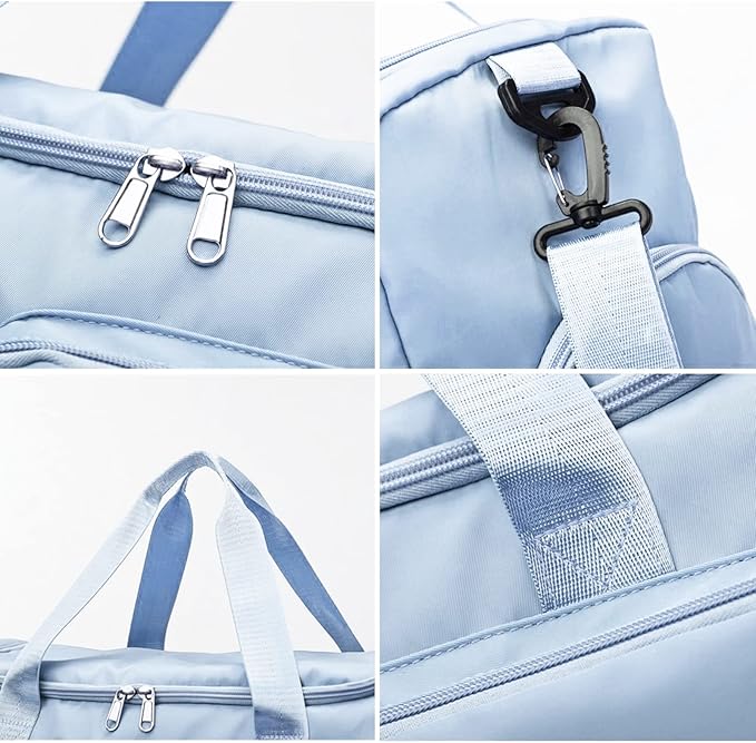 Sports Gym Duffel Bag with Shoes Compartment and Dry Wet Separated Pocket for Men and Women - Blue