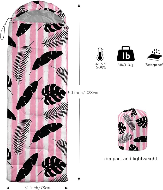 AILONEN Kids Floral Cat Camping Sleeping Bags,Lightweight & Waterproof,3 Season Warm & Cool Weather,Kawaii Kitten Sleeping Bags for Girls Adults,Travelling,Outdoors