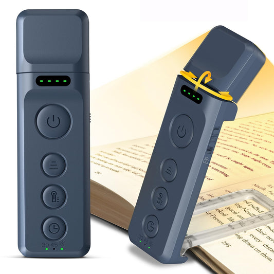 Glocusent Book Light, Reading Light with Sleep Aid & Timer, 5 Brightness & 3-Color Expertise Reading Lights for Books in Bed, USB-C Rechargeable Reading Lamp for Book Lovers Gifts