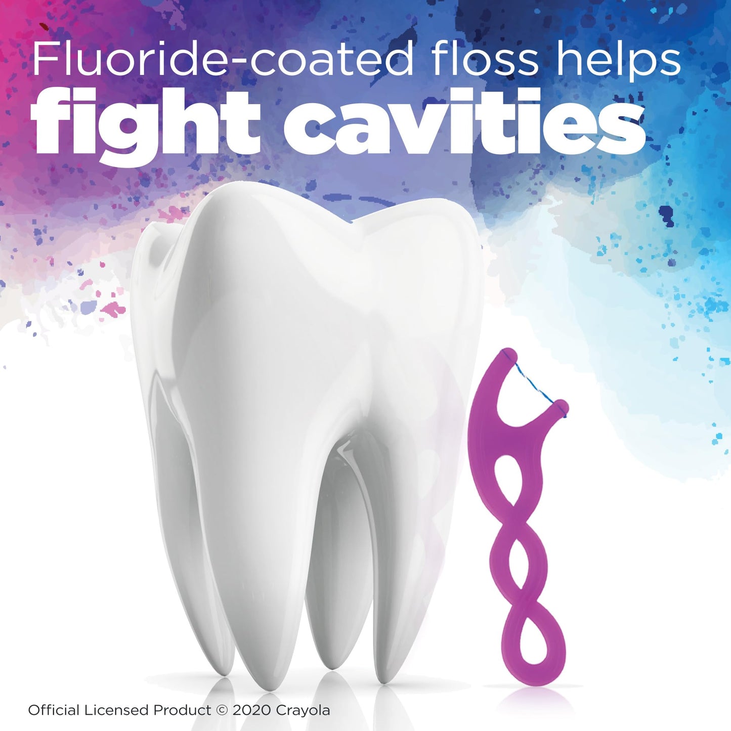 GUM Crayola Twistables Kids Flossers with Fluoride - Designed for Little Hands - Three Fun Fruit Flavors - Easy to Use Kids Floss Picks for Children Ages 3+, 90 Count