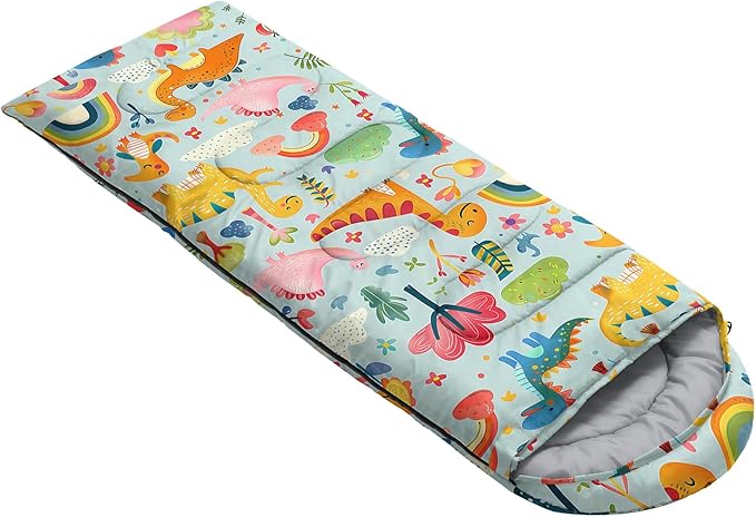 AILONEN Cartoon Fox Camping Sleeping Bag for Boys Girls Adults,Lightweight & Waterproof,3 Season Warm & Cold Weather,Portable,Kawaii Fox Printed Sleeping Bag,Traveling,Camping,Hiking