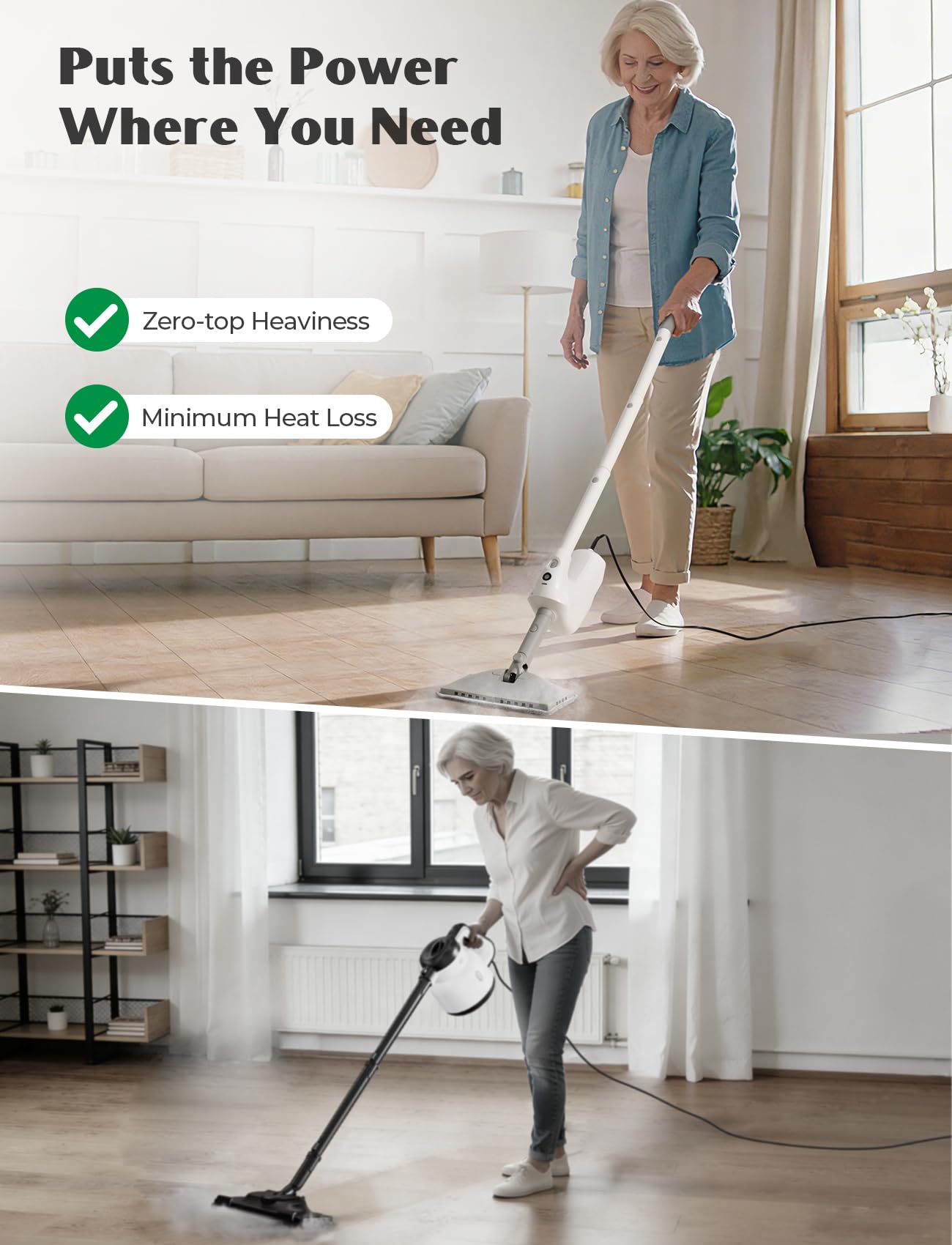 10-in-1 Steam Mop with Detachable Handheld Steamer, Multi & Up Steamer for Cleaning with 350ml Tank,10s Heat-Up, 7M Cord, 120℃ 1300W Powerful Floor Steam Mop for Hardwood Floors, Grout, Carpet