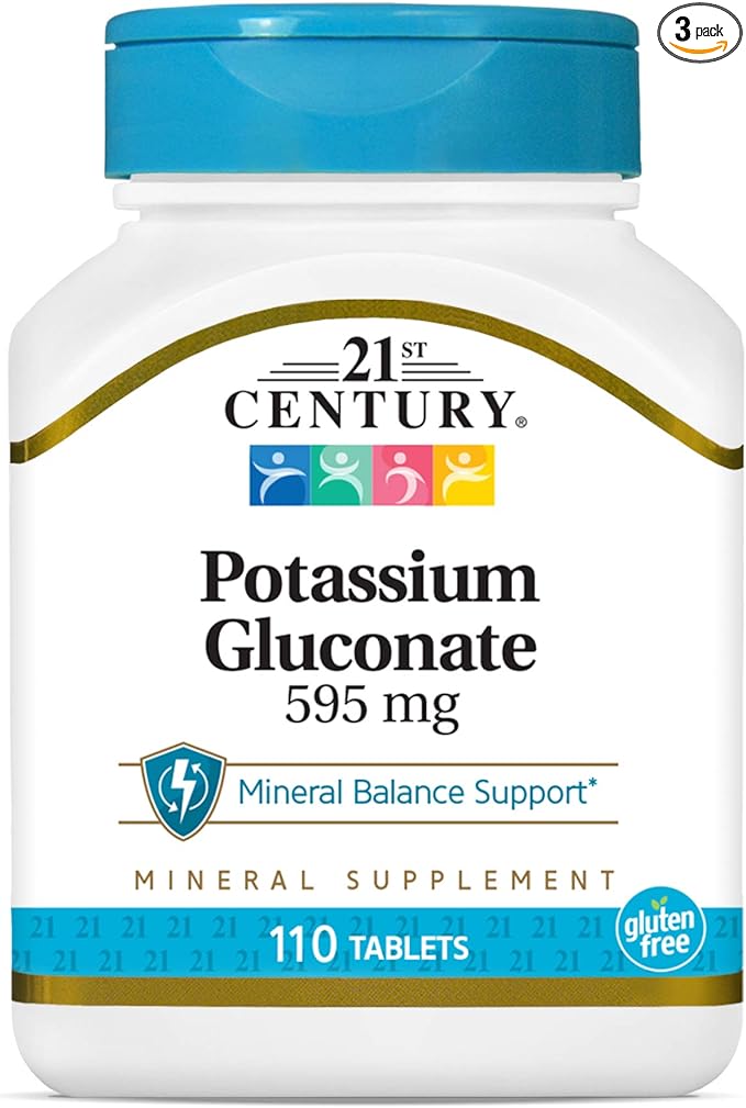 21st Century Potassium 595 mg Tablets, 110 Count (Pack of 3)