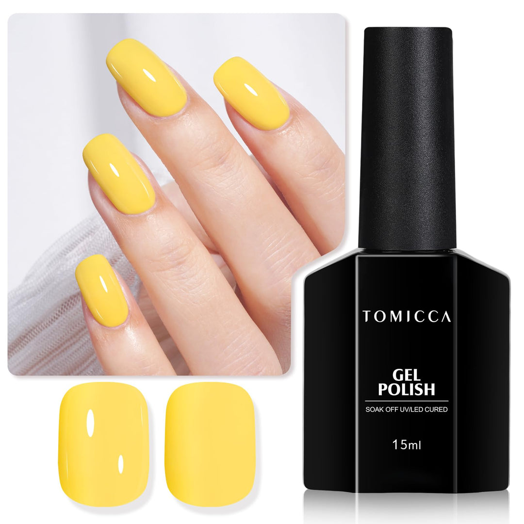 TOMICCA Yellow Gel Nail Polish, Bright Yellow Nail Polish Gel, Pastal Colors Gel Polish, Soak Off UV LED Nail Art Macarons Manicure Salon DIY