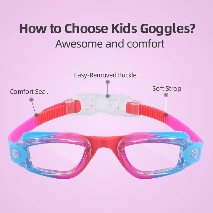 Aegend Kids Swim Goggles, Pack of 2 Swimming Goggles for Children Boys & Girls Age 3-14