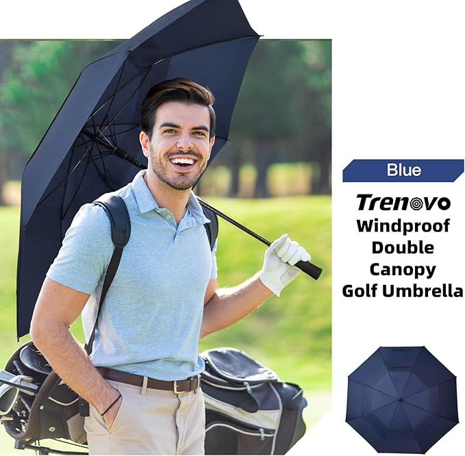 Auto Open Golf Umbrellas 62/68/72 Inch Extra Large Oversize for Business & Home, Ventilated Double Canopy Windproof Waterproof Stick Umbrella for Rain & strong wind