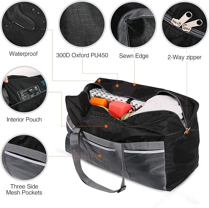 REDCAMP Foldable Travel Bag, Large Sports Bag, 75L/96L/100L, Lightweight Waterproof Tote Bag