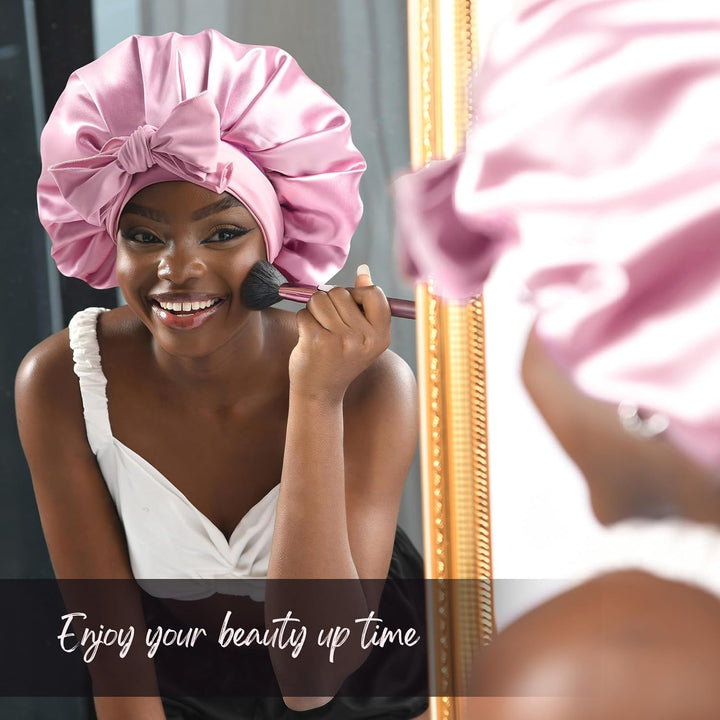 Silk Bonnet for Sleeping | Double Layer Satin Lined | Purple Hair Protection