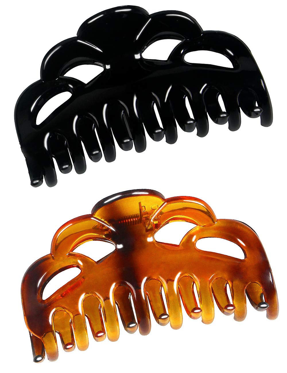 Accglory Medium Hair Claw Clips For Women Fine Hair Plastic Claw Clamps Clips In Set (Arc-Black+Brownish Red-M)
