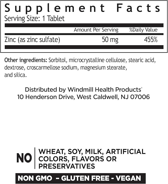 Windmill Zinc Sulfate Tablets, 90 Count