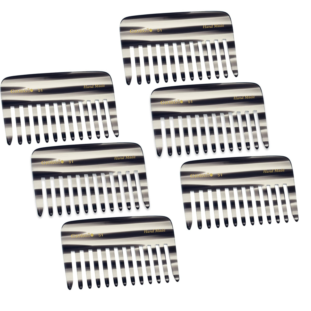 Giorgio G51 Graphite Small Travel Purse Detangling Comb - Wide Teeth Pocket Comb For Thick, Curly And Wavy Hair, Wet Or Dry Use,
