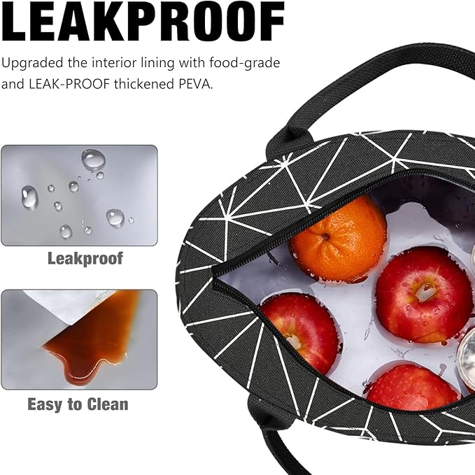 Aosbos Large Lunch Bags for Women Insulated Lunch Box Leakproof Adult Food Organizer Tote Bag Black Prism