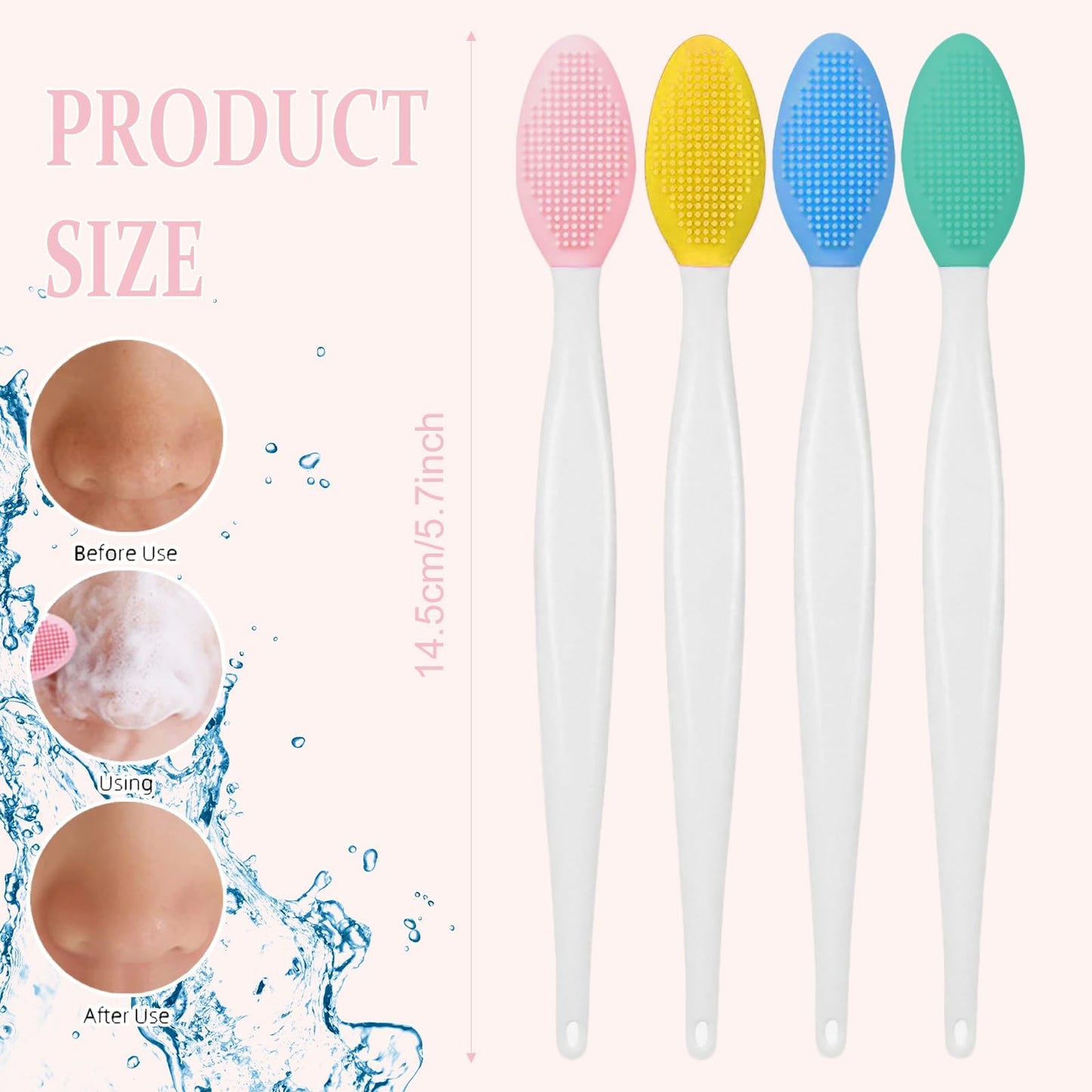 4 Pcs Silicone Lip Scrub Brush,Double-Sided Silicone Exfoliating Cleaner,Nose Blackhead Clean Scrubber Tool Soft Brush Cleaner for Men Women Dark and Chap Lips(4 Colors)