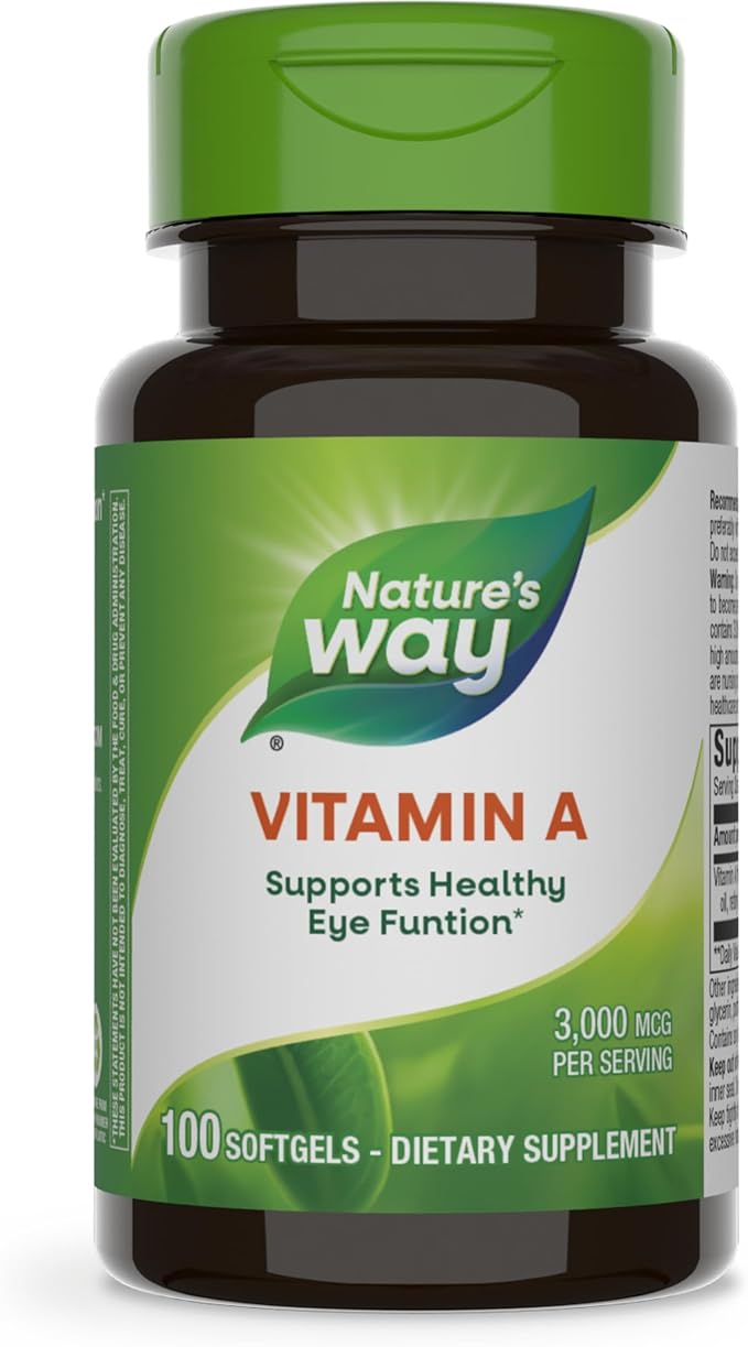 Nature's Way Vitamin A, High Potency, Supports Healthy Eye Function*, 3,000 mcg per Serving, 100 Softgels (Packaging May Vary)