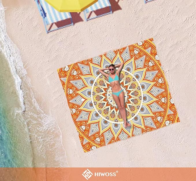 Beach Blanket Waterproof Sandproof Oversized 95”x 80”,Sand Free Beach Mat with Corner Pockets,Portable Mesh Bag for Beach Festival,Picnic,Travel and Outdoor Camping (Orangegrey)