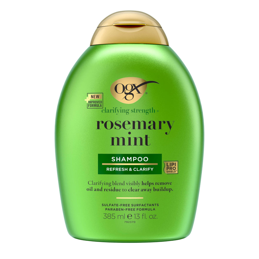 OGX Clarifying Strength + Rosemary Mint Shampoo, Clarifying Shampoo Visibly Helps Remove Oil & Residue to Clear Away Buildup from Oily Hair, Sulfate-Free Surfactants, 13 fl. oz