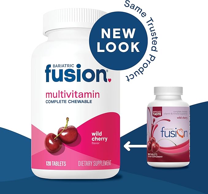 Bariatric Fusion Bariatric Multivitamin with Iron Complete Chewable | Wild Cherry | Post Bariatric Vitamins for Gastric Bypass and Sleeve Gastrectomy | One Month Supply