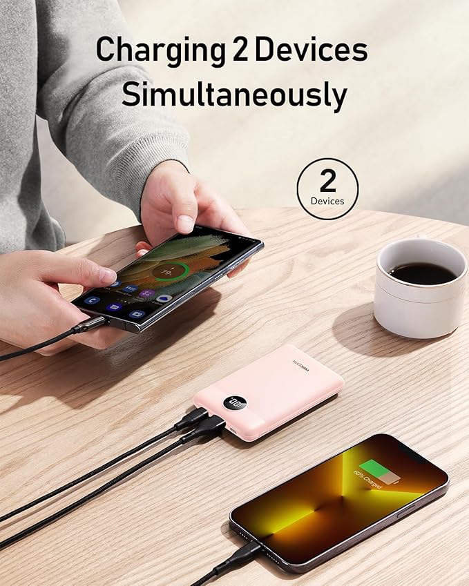 VEEKTOMX Mini Power Bank 10000mAh, 22.5W Fast Charging Small Portable Charger with PD 3.0 & QC 3.0, USB C Slim Lightweight iPhone Charger, Dual Output Compatible with iPhone Samsung, Travel Must Haves