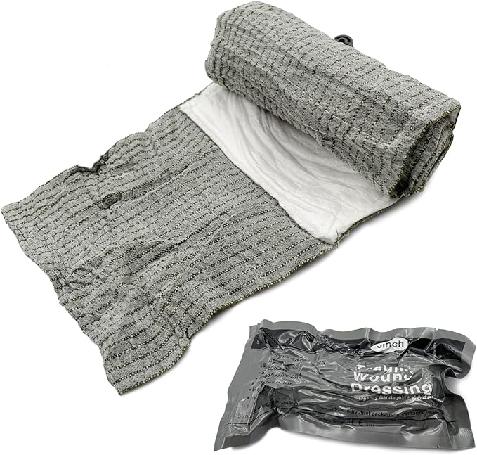 Israeli Emergency Bandage 6 Inch, Vacuum Sealed Medical Compression Bandage,Trauma Wound Dressing, Self-Adhesive Combat Tactical First Aid Kit (6 Inch 4 Pcs)