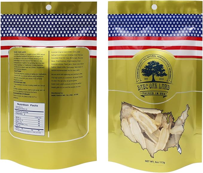 DOL American Ginseng Slices from Wisconsin (Sliced Ginseng Root Wisconsin Grown!Most People Use It to Make Ginseng Tea! Good for Health! 花旗参片/西洋参片 （Sliced Ginseng Root） 113g/Bag