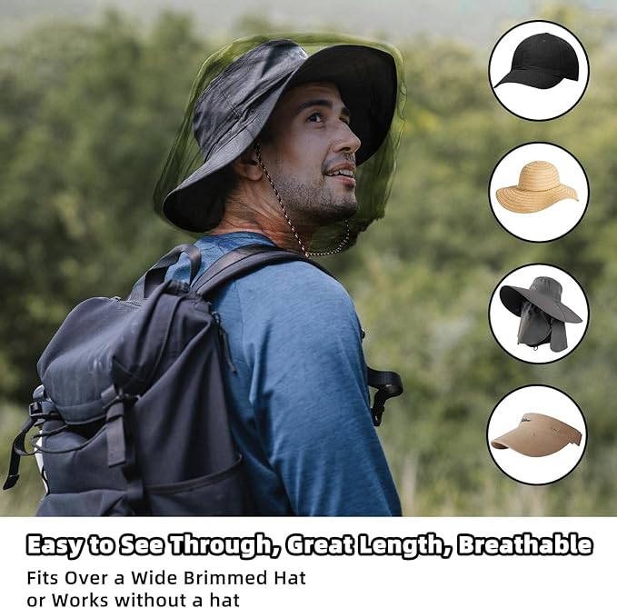 Wholelovein 8 Pack Mosquito Covers Wearable Head Net Face Mesh Protecting Net Mosquito Fly Insects Bugs