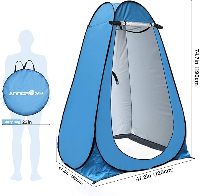 Anngrowy Pop Up Privacy Shower Tent - Portable Outdoor Camping Bathroom Toilet Changing Dressing Room - UPF40+ Waterproof