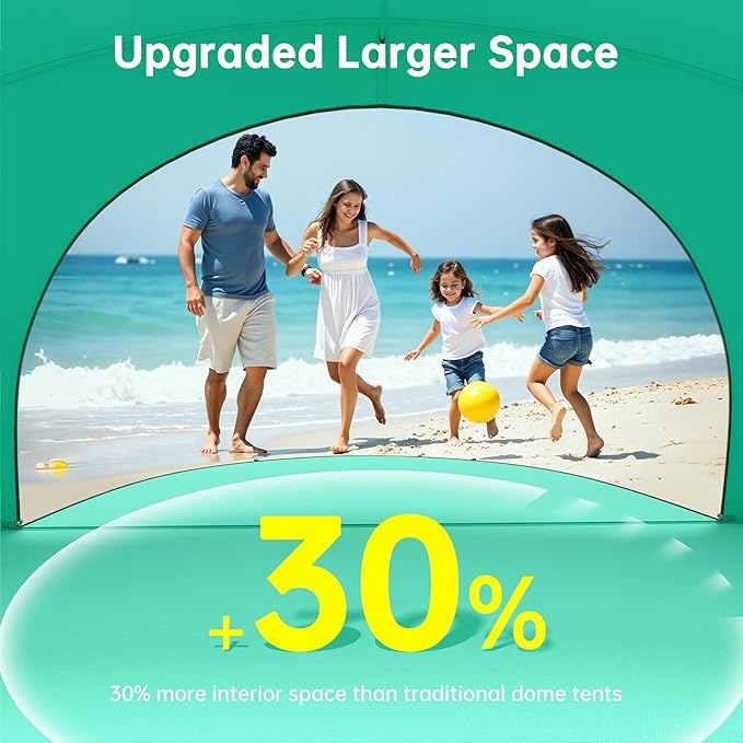 Beach Tent Sun Shelter, Beach Shade Tent with UPF50+ UV Protection, Beach Sun Shelter, Beach Shade with 2 Zippered Doors, Portable Beach Tent for Beach Camping Fishing