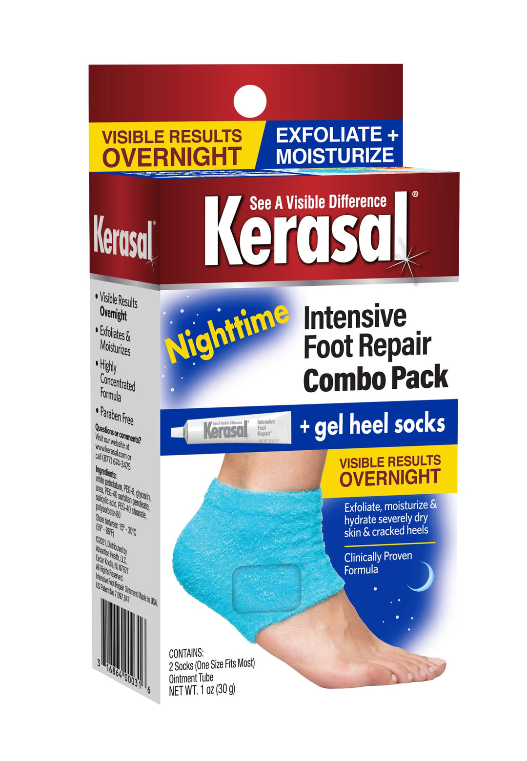 Kerasal Intensive Foot Repair Skin Healing Ointment, 1 Oz And Zen Toes Moisturizing Gel Socks, One Pair