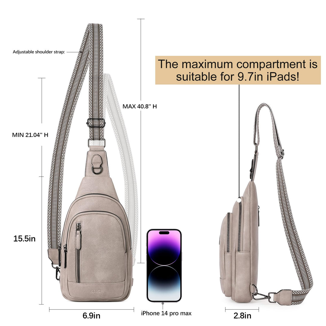 CLUCI Sling Bag for Women Crossbody Bag for Women Crossbody Bag Cross Body Bag for Woman Leather Large Sling Backpack Travel Cross Body Bag Hiking Cycling Grey