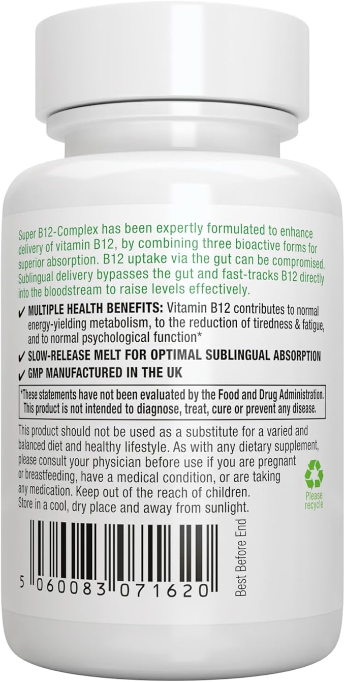 Igennus Super Vitamin B12 Complex 1000mcg Sublingual - Methylated & Clean, Adenosylcobalamin, Methylcobalamin & Hydroxocobalamin, High Absorption, 180 Servings, Sugar-Free & Vegan