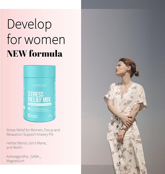 Ashwagandha for Women Supplement with L-Theanine Magnesium, Stress Relief, Focus and Relaxation Support Anxiery Pill