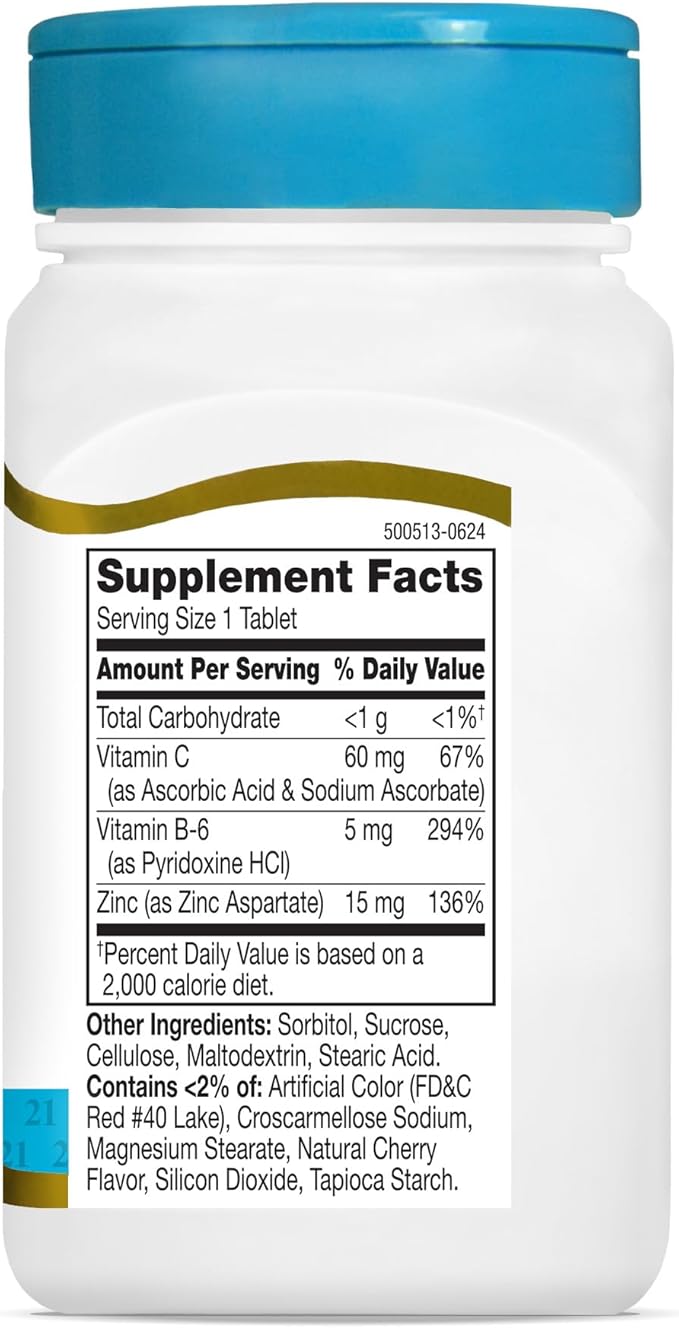 21st Century Zinc Chewable Withc & B6 - Cherry, 90 Count