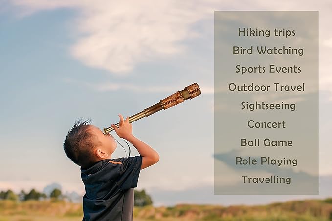 RII Antique Decor Spyglass, Pirate Telescope with Leather Case, Handheld Telescope for Adventure Enthusiasts, Monocular Nautical Decor for Gifting, Travellers, Mandala Vintage, 16"