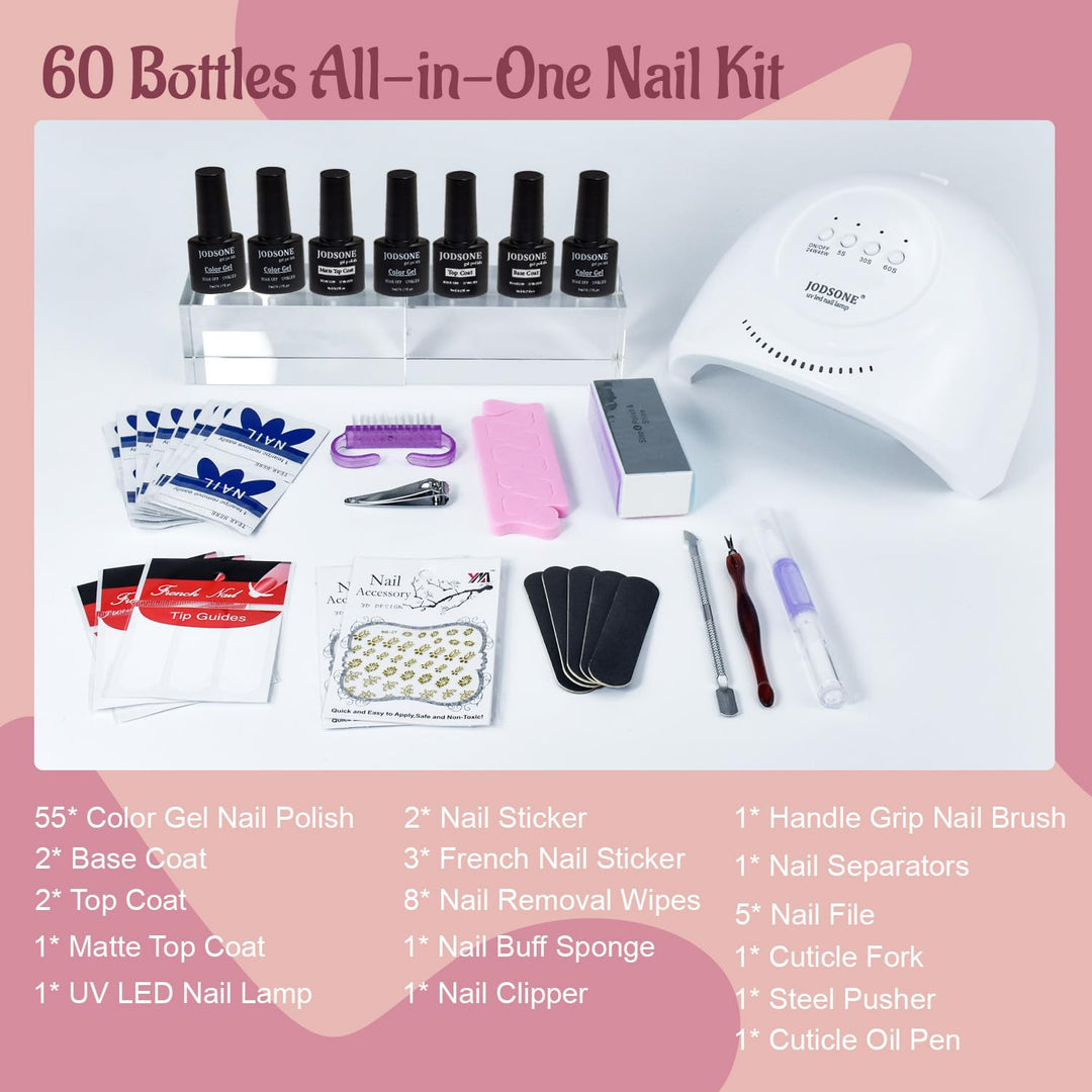 32+4 Pcs Gel Nail Polish Kit | Glitter Soak Off Gel for DIY Manicure