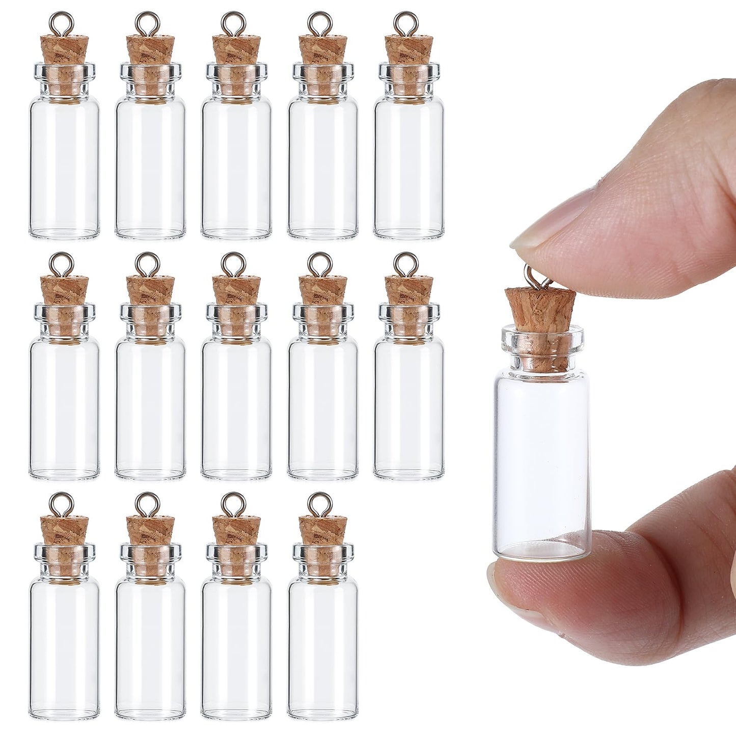 15 Pack Small Glass Bottles with Cork, 2 ml Tiny Glass Jars with Lids - Mini Glass Bottles for DIY Crafts, Wedding, Halloween, Christmas Decoration