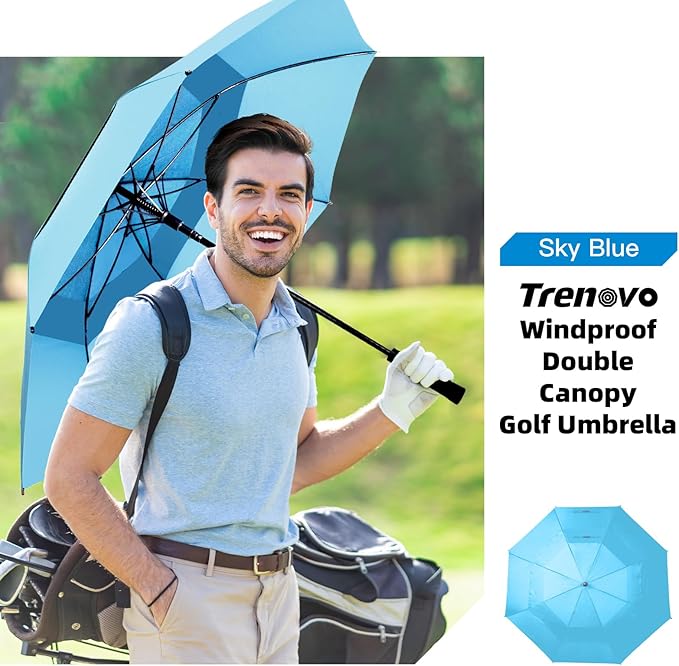 Auto Open Golf Umbrellas 62/68/72 Inch Extra Large Oversize for Business & Home, Ventilated Double Canopy Windproof Waterproof Stick Umbrella for Rain & strong wind