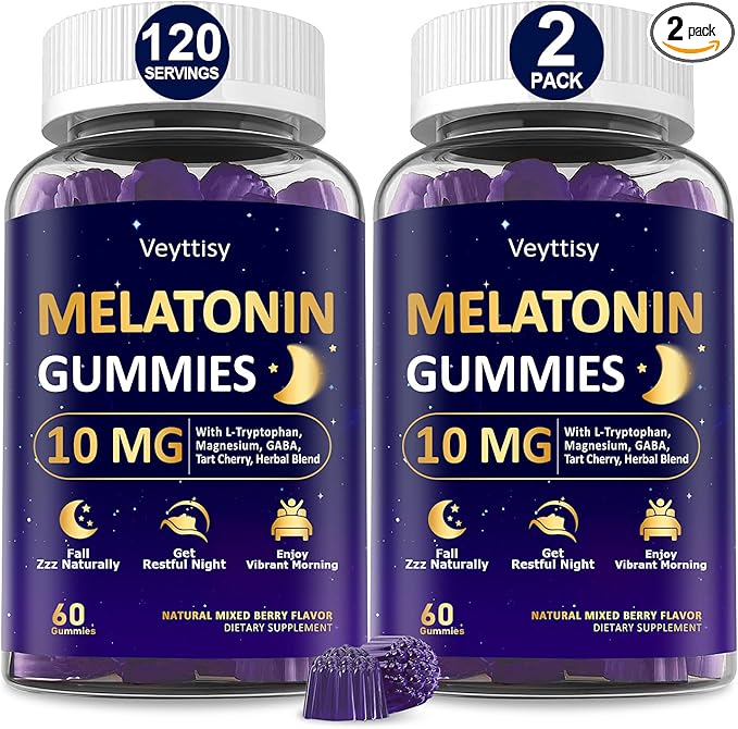 Melatonin 10mg 20mg Gummies for Adults - Extra Strength 10mg Melatonin Per Gummy with L-Theanine, Tart Cherry, Magnesium, GABA, B6 & Herbal Blend for Natural Rest - Non- Habit Forming, Sugar - Free