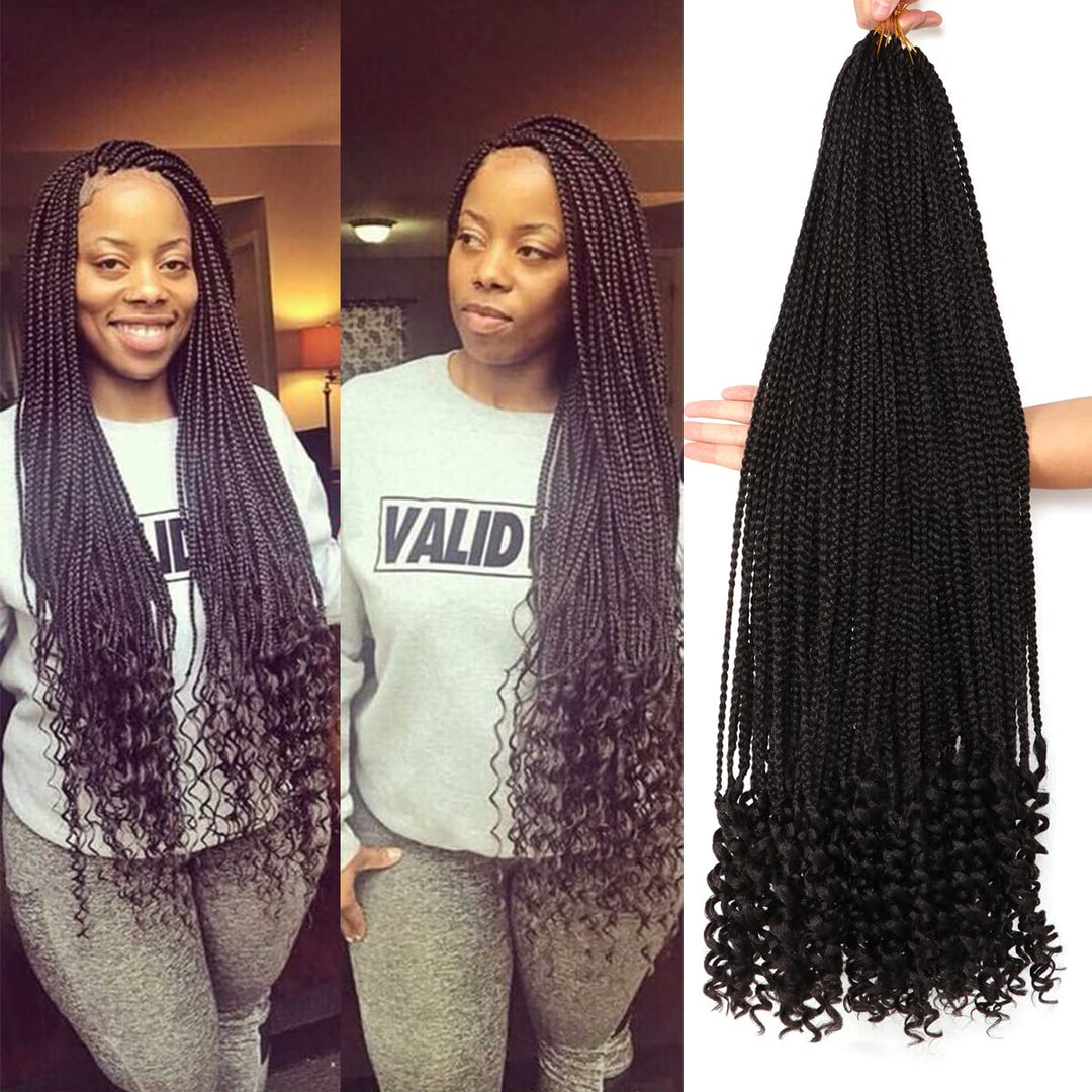6 Packs 30 Inch Boho Goddess Box Braids Crochet Hair For Black Women (1B#, 30 Inch (Pack Of 6))