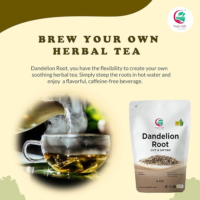 Dandelion Root 4 oz | Cut and Sifted Loose Root | by Yogi's Gift®