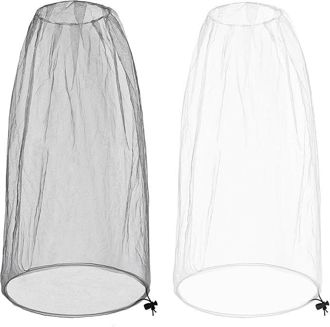 2 Pack Ultra Large Mosquito Net 42x25 Inches Mosquito Head Net Oversized Insect Netting Bug Fits Most Hats for Gardening Hiking Fishing Traveling(Gray+White)