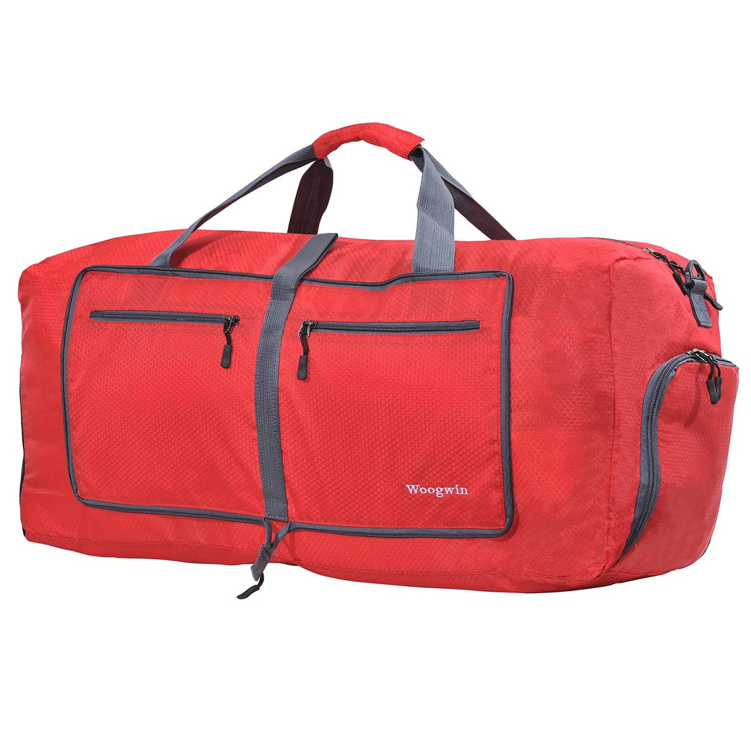 Woogwin Travel Duffel Bag Large Foldable Waterproof Overnight Bag for Beach Swim Bags Pool Sports Gym (60L Red)