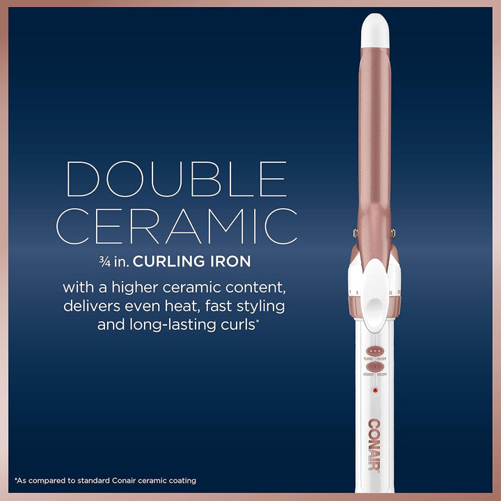 Conair Double Ceramic 1.5-Inch Curling Iron | Soft Waves for Medium & Long Hair