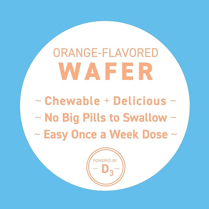 50,000 IU Vitamin D3 Cholecalciferol, for Vitamin D Deficiency, Once-Weekly Chewable Wafer, Non-GMO, Natural Orange Flavor, 8 Count (Pack of 1)